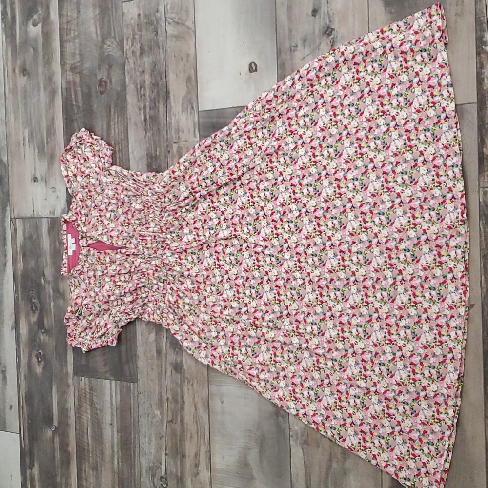 Boden Ruched Soft Stretchy Jersey Midi Tea Dress in Painterly Floret Multi sz 8P
